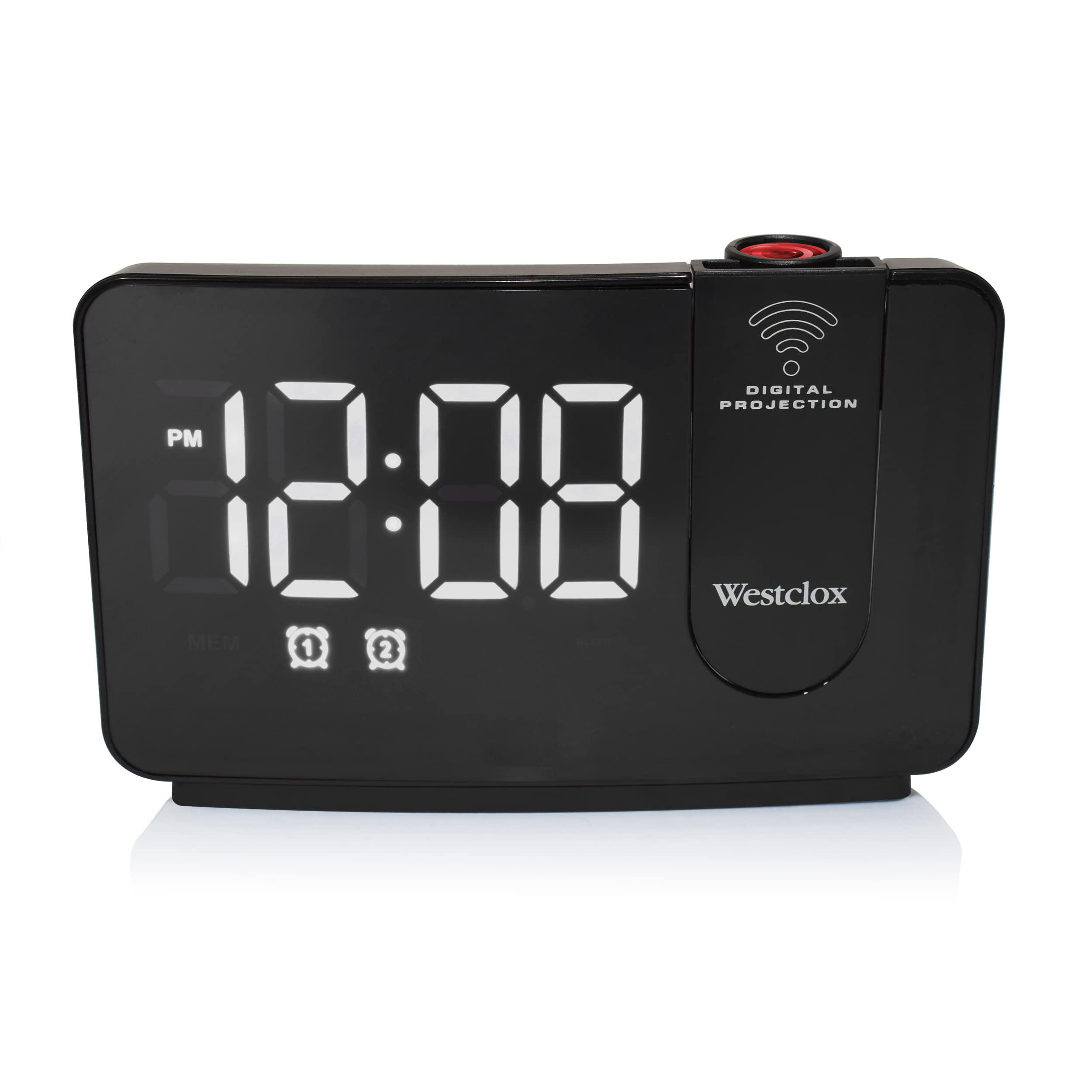 Westclox projection alarm clock for bedroom led clock projection on ceiling digital clock with usb charging adjustable projector clock