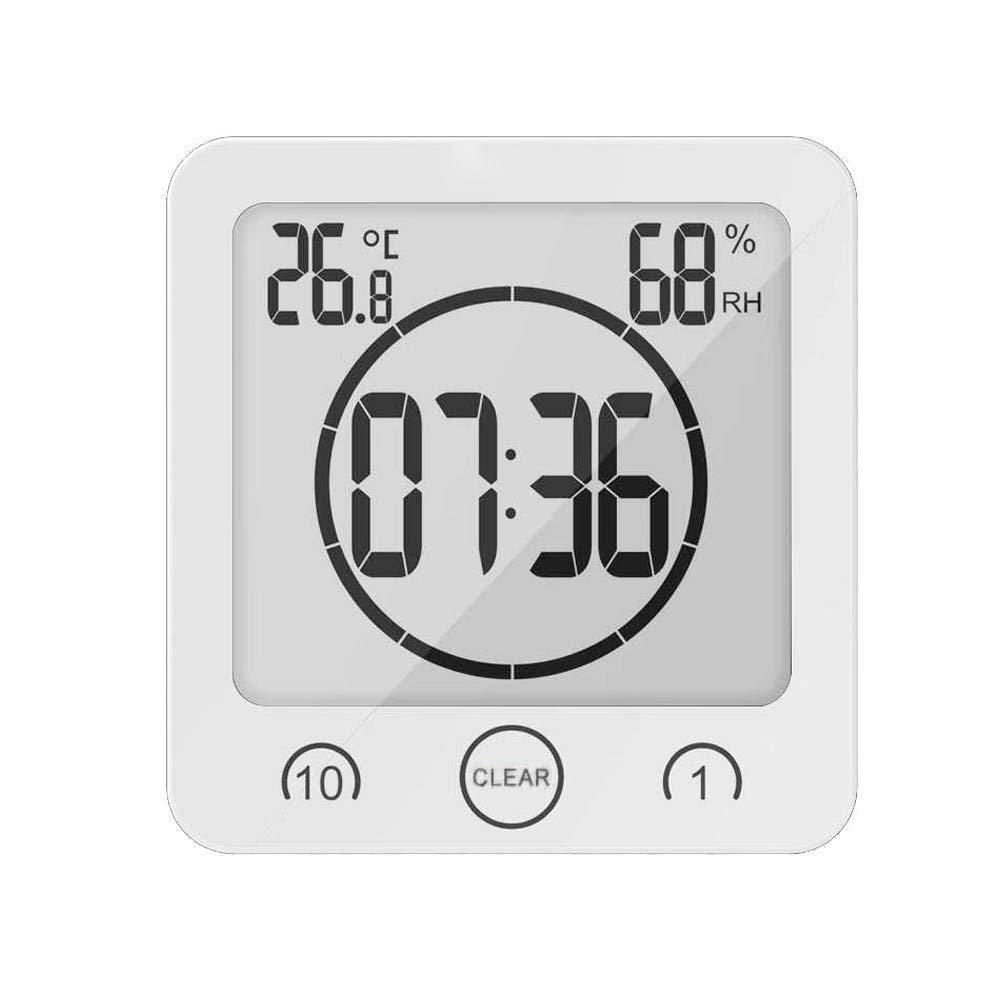 nofibaf digital bathroom shower wall clock timer with alarm with big lcd display, waterproof for water spray, humidity temper
