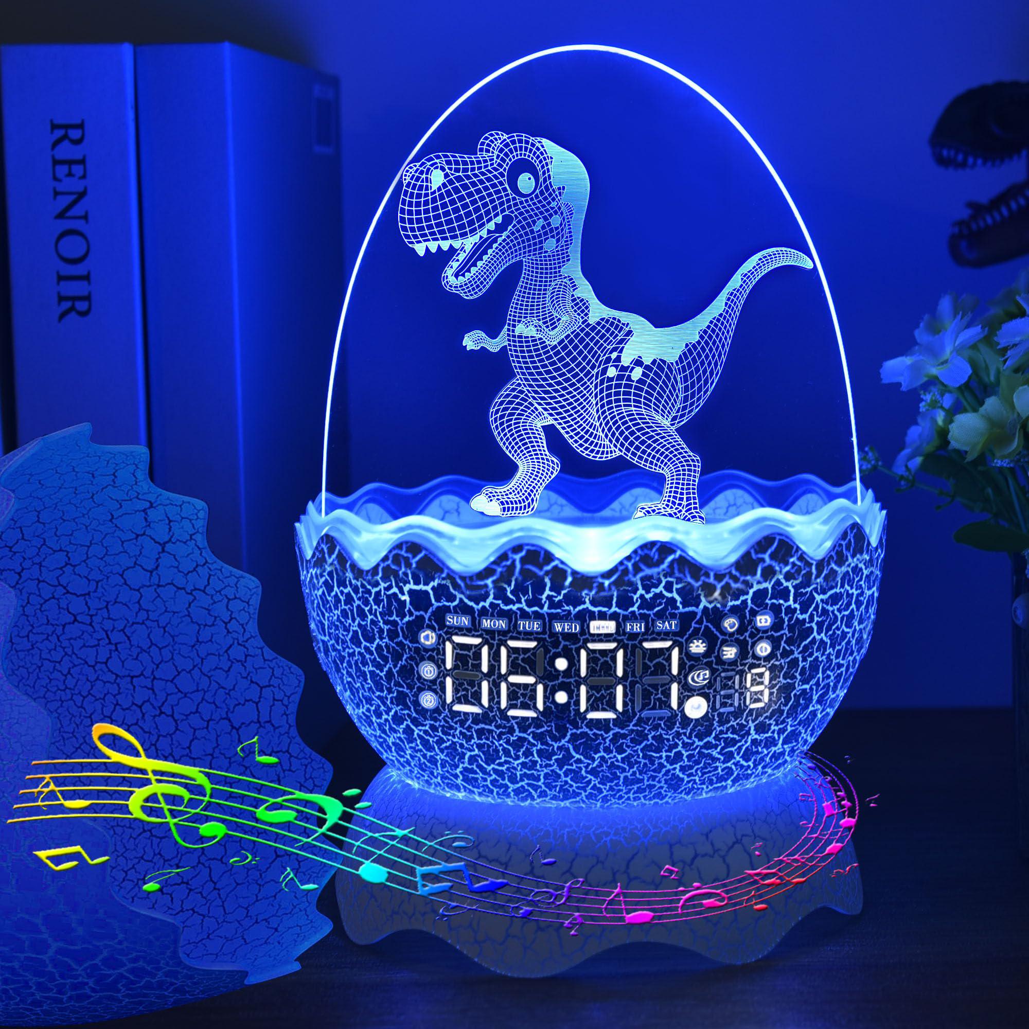 mtdyhy cute dinosaur egg digital clock/alarm clock/night light/music & white noise aid sleep machine/bluetooth speaker, decor ideal 