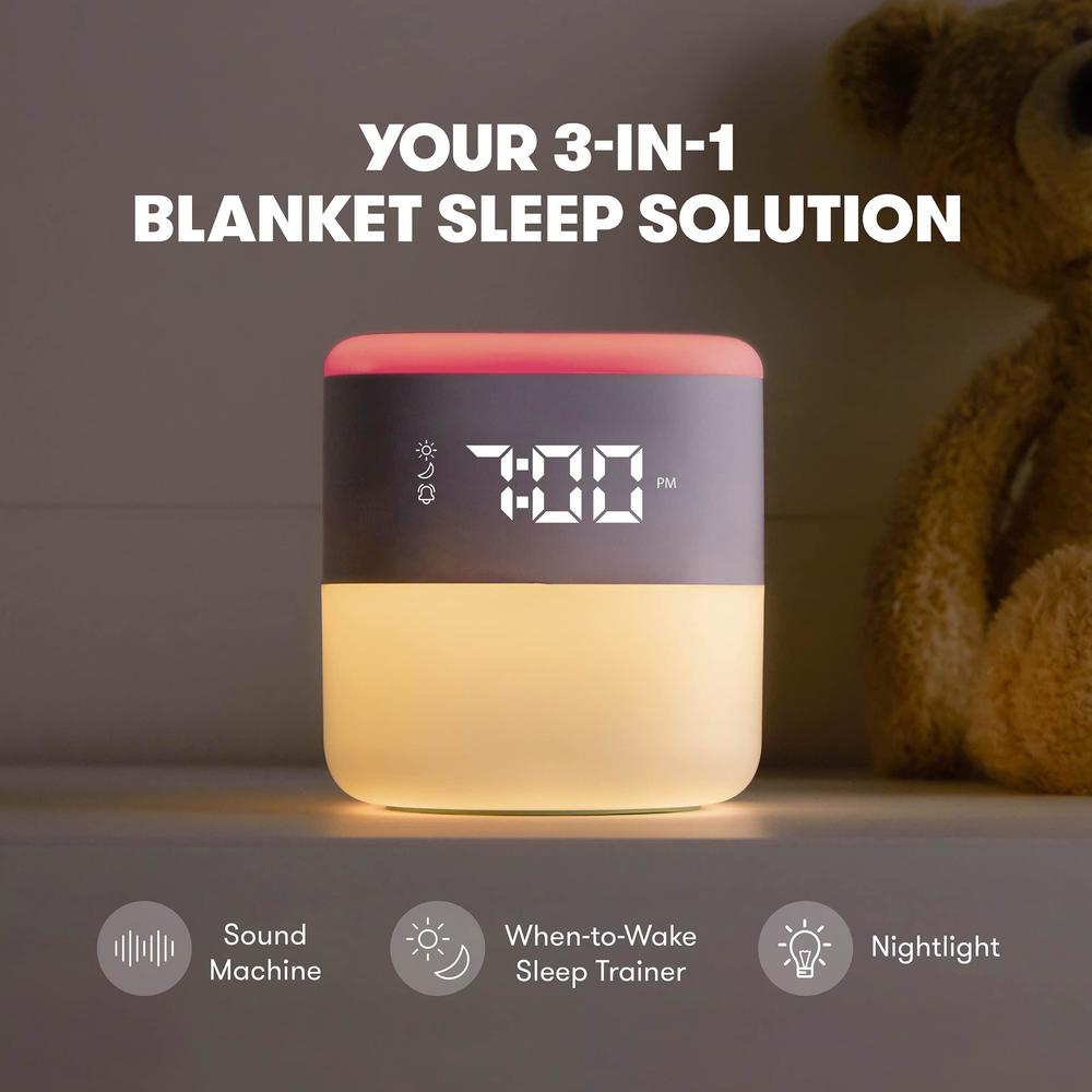 frida baby 3-in-1 sound machine + when-to-wake clock + nightlight | white noise soother, sleep trainer, alarm clock, nursery 