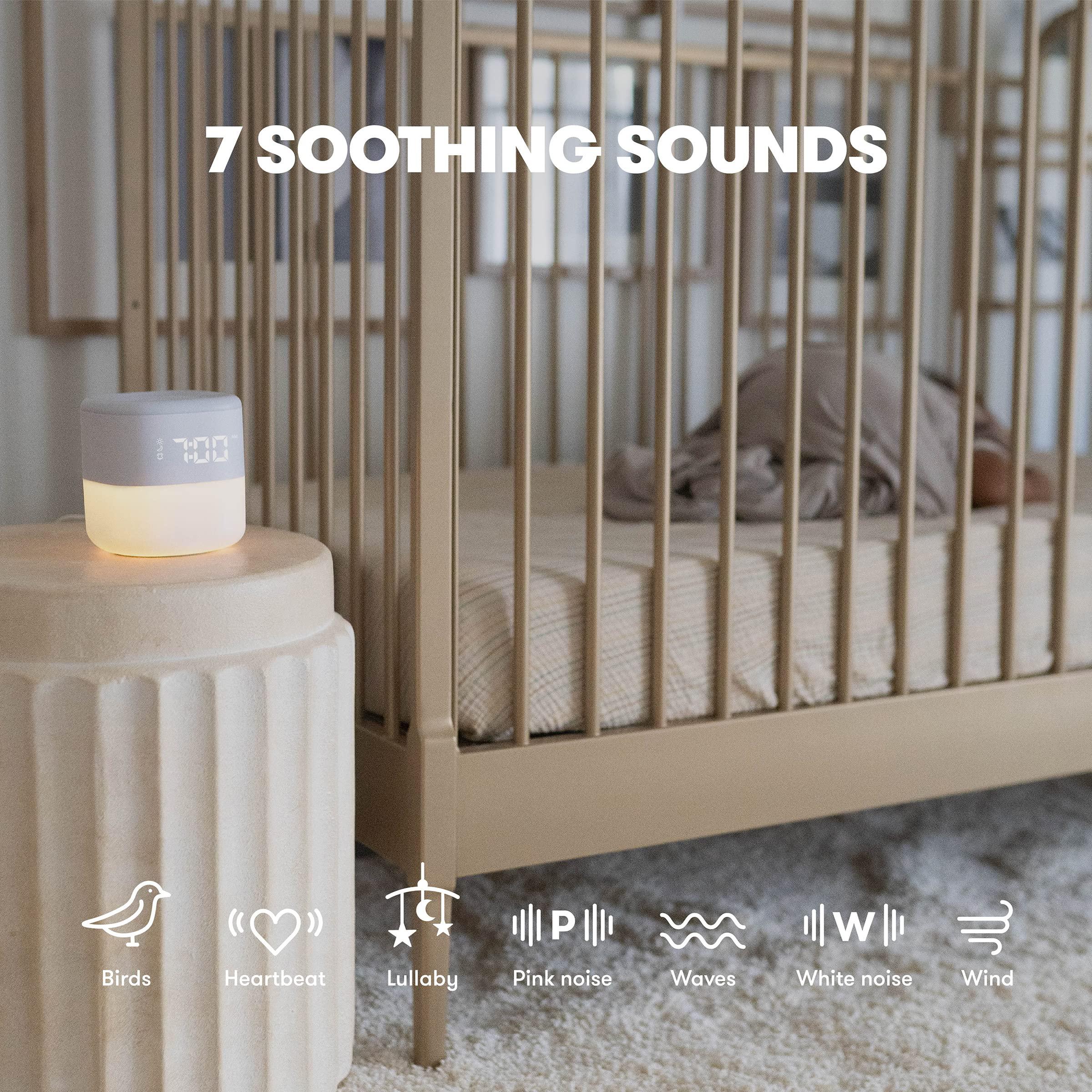 frida baby 3-in-1 sound machine + when-to-wake clock + nightlight | white noise soother, sleep trainer, alarm clock, nursery 