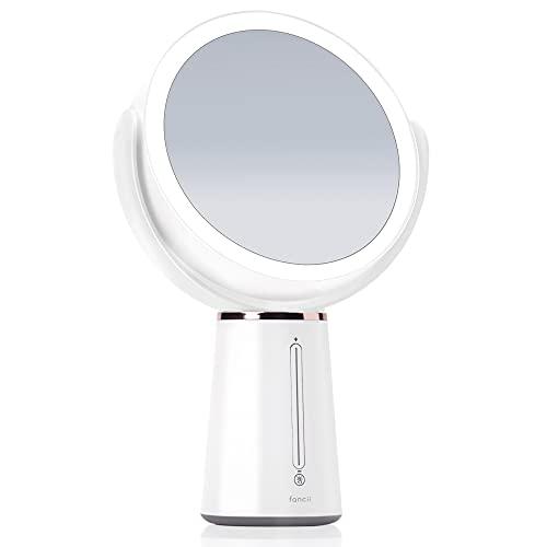 fancii led lighted magnifying makeup mirror with double-sided 1x/ 10x magnification, rechargeable and adjustable brightness, 
