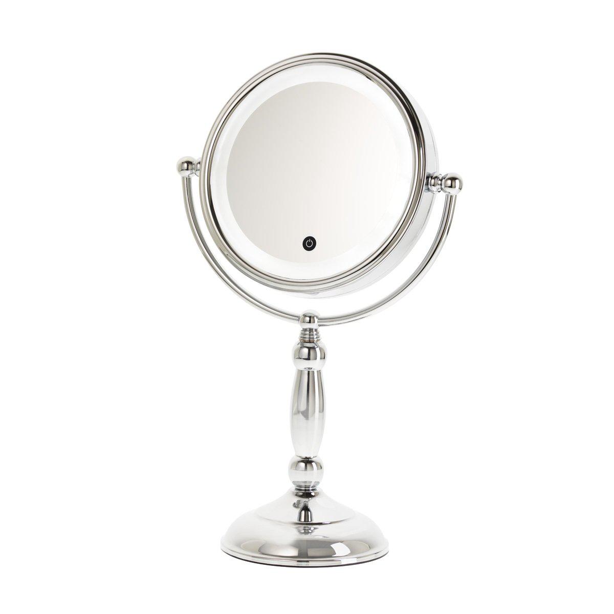 danielle led lighted two-sided makeup mirror with touch activation & dimmer, 10x magnification