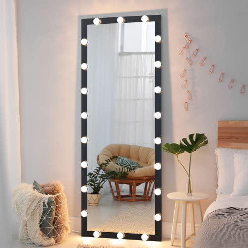 majnesvon 63" x 24"full length mirror with lights and stand touch control - wall mounted and floor standing mirror,led lighted full bod