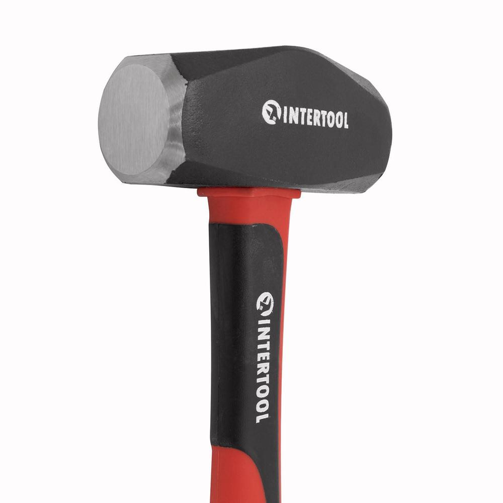 intertool 3lb drilling hammer, heavy-duty mini sledgehammer, forged steel head, 12 shock-resistant non-slip fiberglass handle