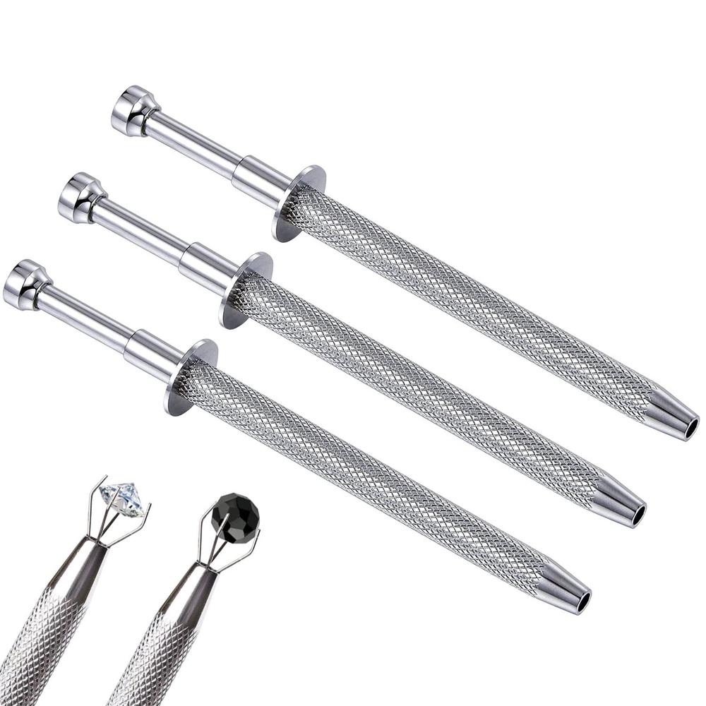 vision tek med 3 pack stainless steel 4-claw pick up tool for small parts pickup, 4 prongs grabber for tiny objects in home, 