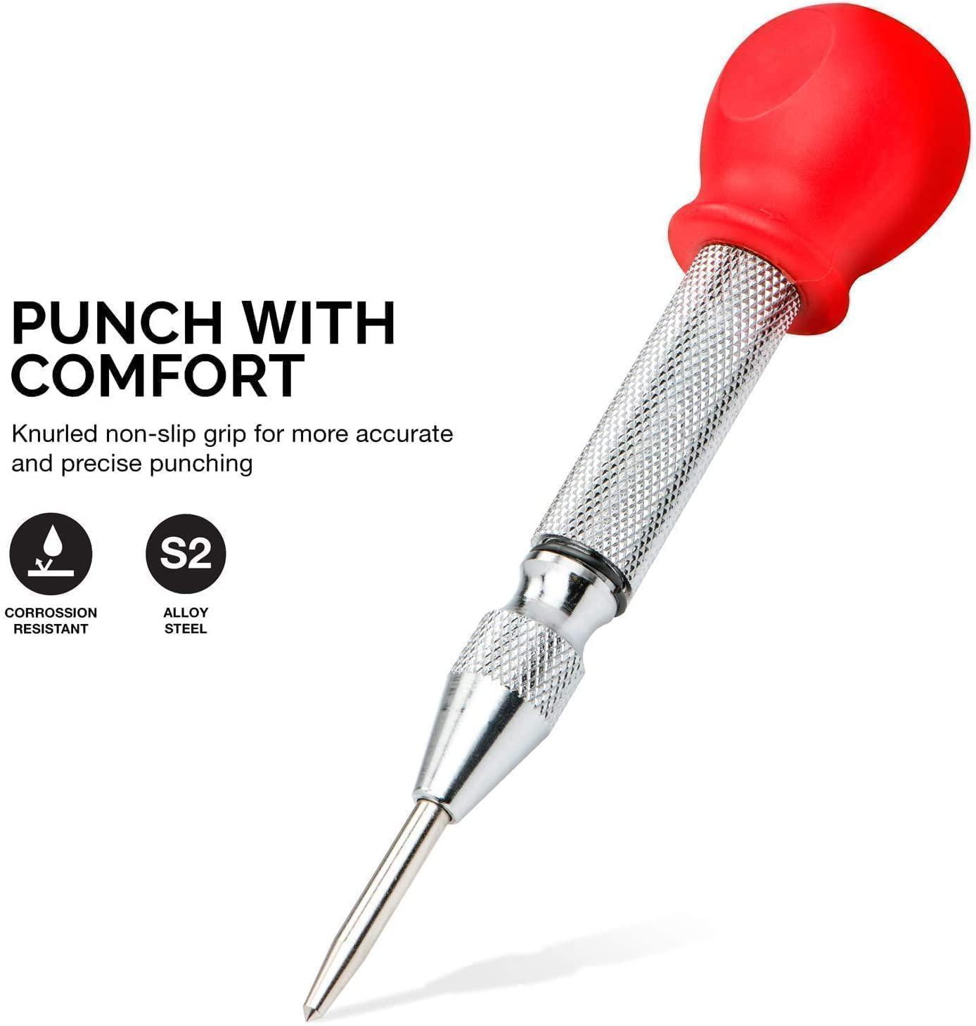 neiko 02638a 5-inch automatic center punch for metal, adjustable impact spring loaded center punch tool, spring punch, center
