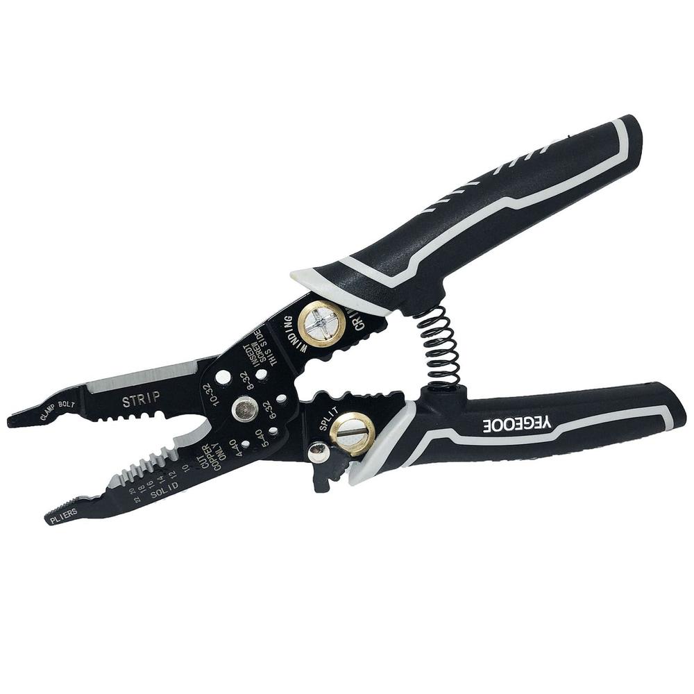 yegeooe 9-in-1 wire stripper tool, 8inch wire strippers electrical, multifunctional electrician pliers flush wire cutters saf