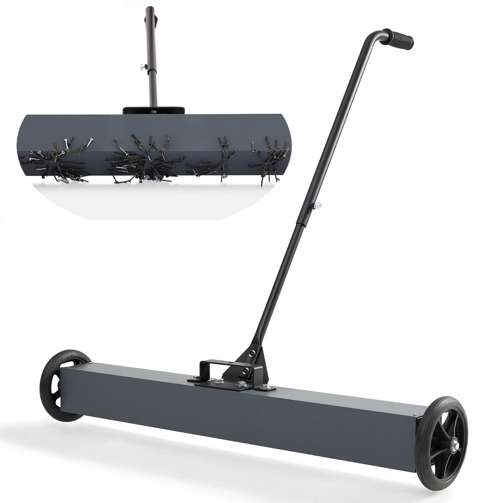 towallmark 24-inch magnetic sweeper with wheels, rolling magnetic sweeper quick release latch & adjustable long handle, magne