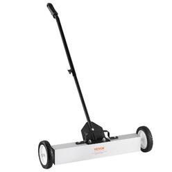 vevor rolling magnetic sweeper with wheels, 50lbs 24-inch large magnet pickup lawn sweeper with telescoping handle, push-type