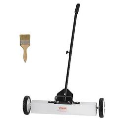 vevor 50lbs rolling magnetic sweeper with wheels, 24-inch large magnet pickup lawn sweeper with telescoping handle, push-type