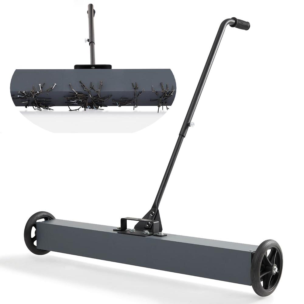 towallmark 36-inch magnetic sweeper with wheels, rolling magnetic sweeper quick release latch & adjustable long handle, magne