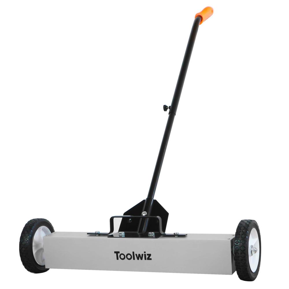toolwiz magnetic pick up sweeper 24-inch large magnet pickup lawn sweeper roofing tools, 33lbs yard magnet with telescoping h