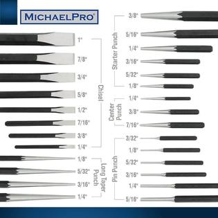MichaelPro michaelpro punch and chisel set, 27-piece punch set