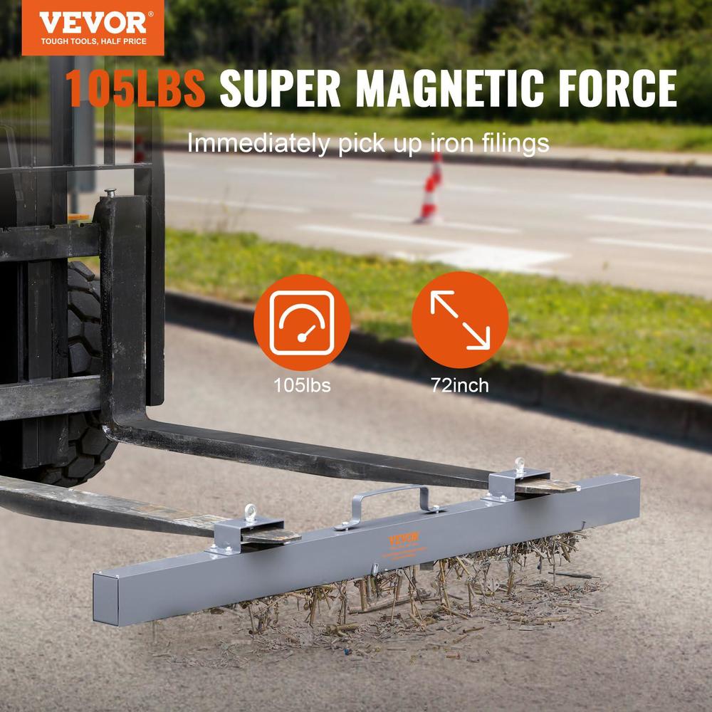 vevor 105lbs hanging magnetic sweeper pickup tool, nail hang-type magnetic forklift sweeper, industrial grade magnets steel m