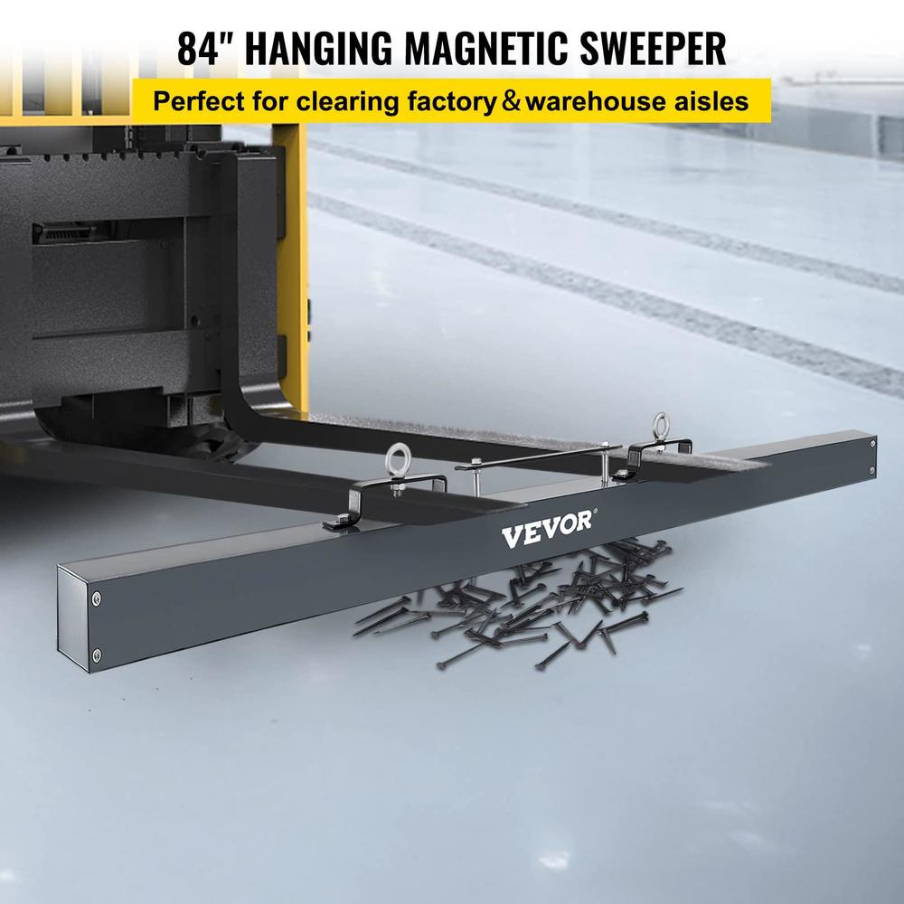 mophorn magnetic sweeper 84 inch hanging magnet sweeper 100 lbs magnetic forklift sweeper industrial magnets steel material h