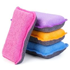 UPSTAR Microfiber Scrubber Sponge, Non-Scratch Kitchen Scrubbies, Dishwashing and Bathroom Sponges, Size L Pack of 4