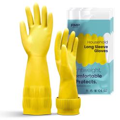 fmp brands 12 pairs extra long dishwashing gloves, 15 inch long rubber gloves for washing dishes, non-slip cleaning gloves, l