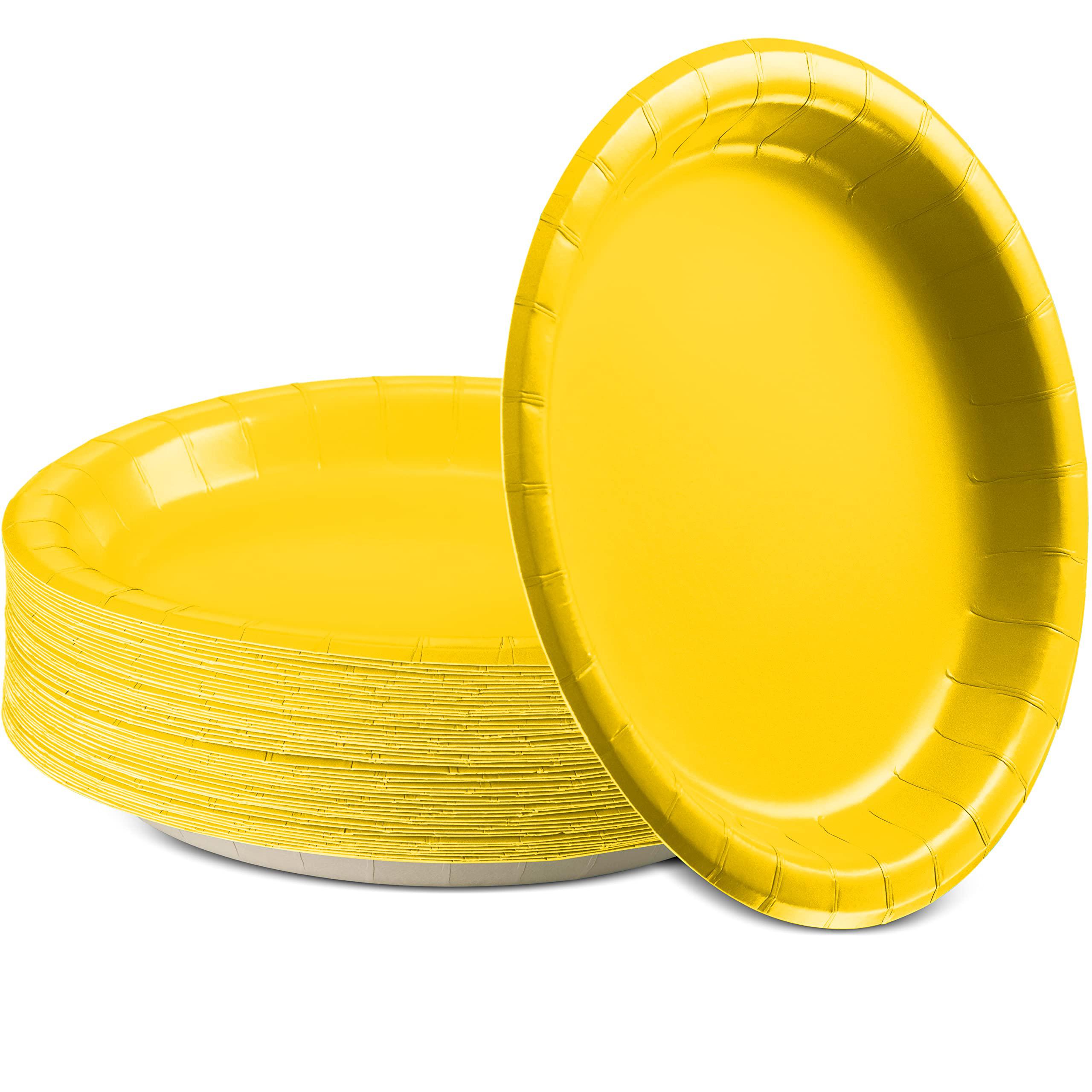 Amcrate amcrate paper dinner plates yellow, 8 1/2 inches paper
