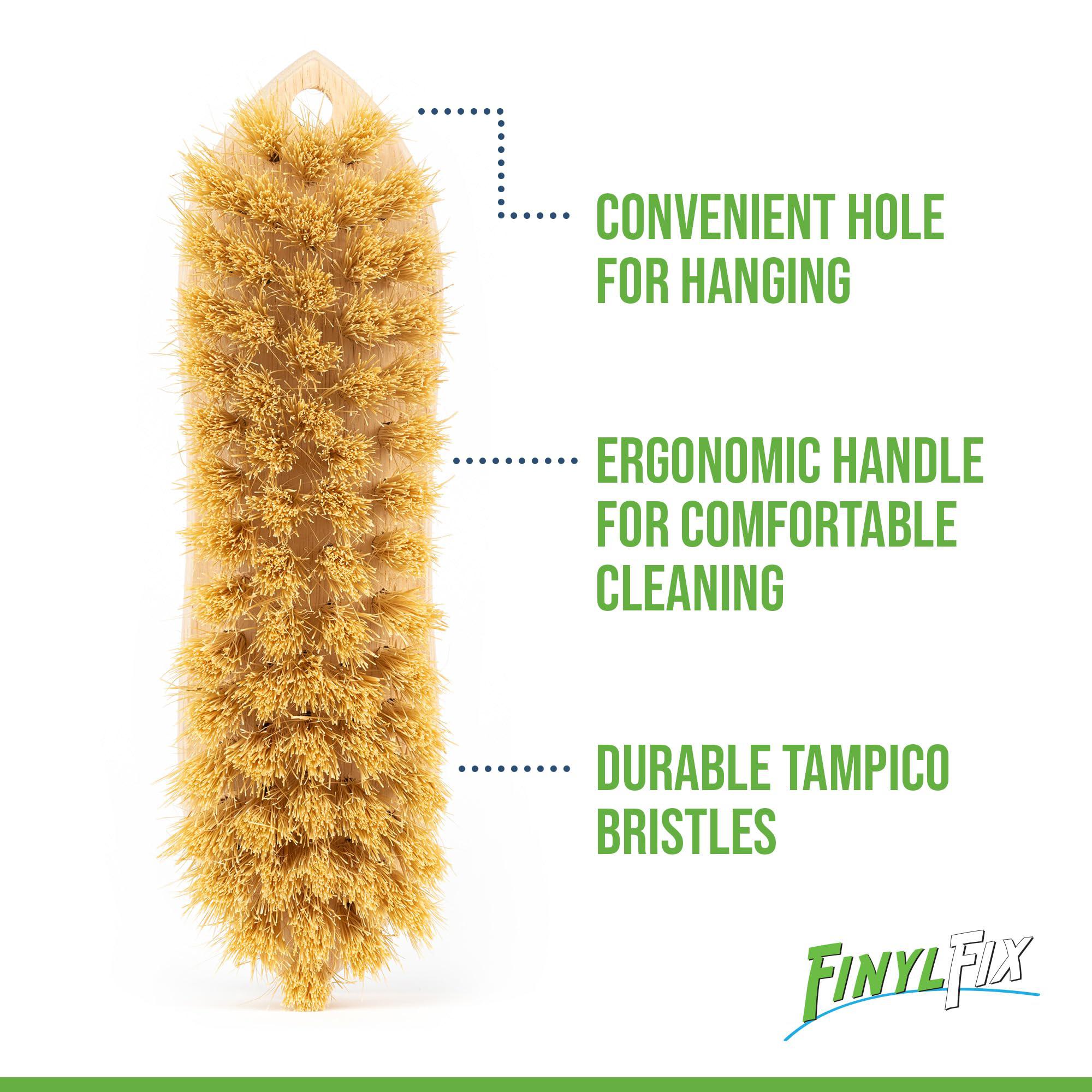 finyl fix vinyl & leather scrub brush - natural, non-abrasive tampico bristles: upholstery cleaning, boats, canvas, car detai