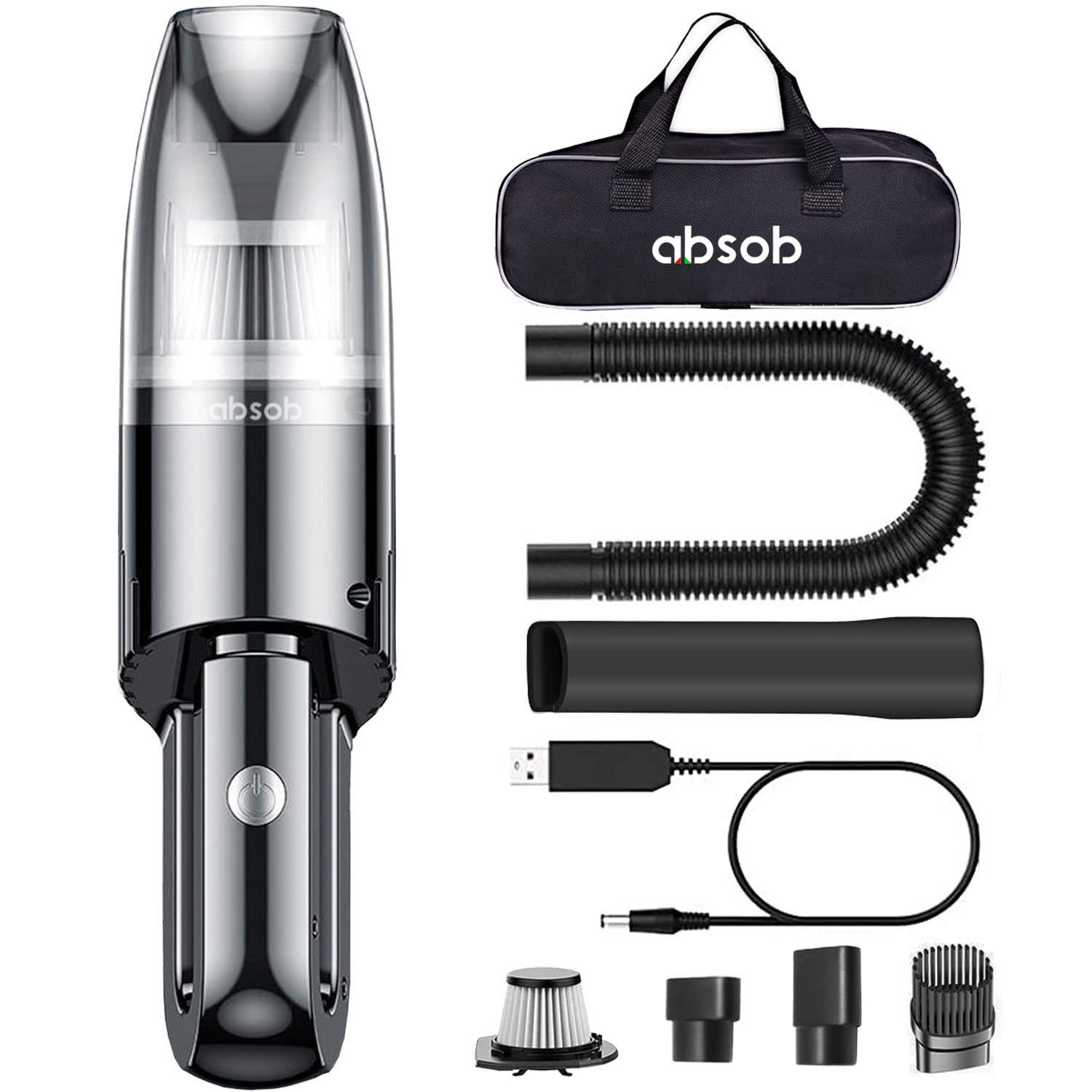 absob handheld vacuum cleaner cordless, mini portable car hand vacuum cleaner, powerful suction hand vac, rechargeable lightw