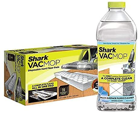 Shark disposable hard floor vacuum and mop pad refills (20 ct.) & multi-surface cleaner bundle (2 liter bottle), spring clean scent