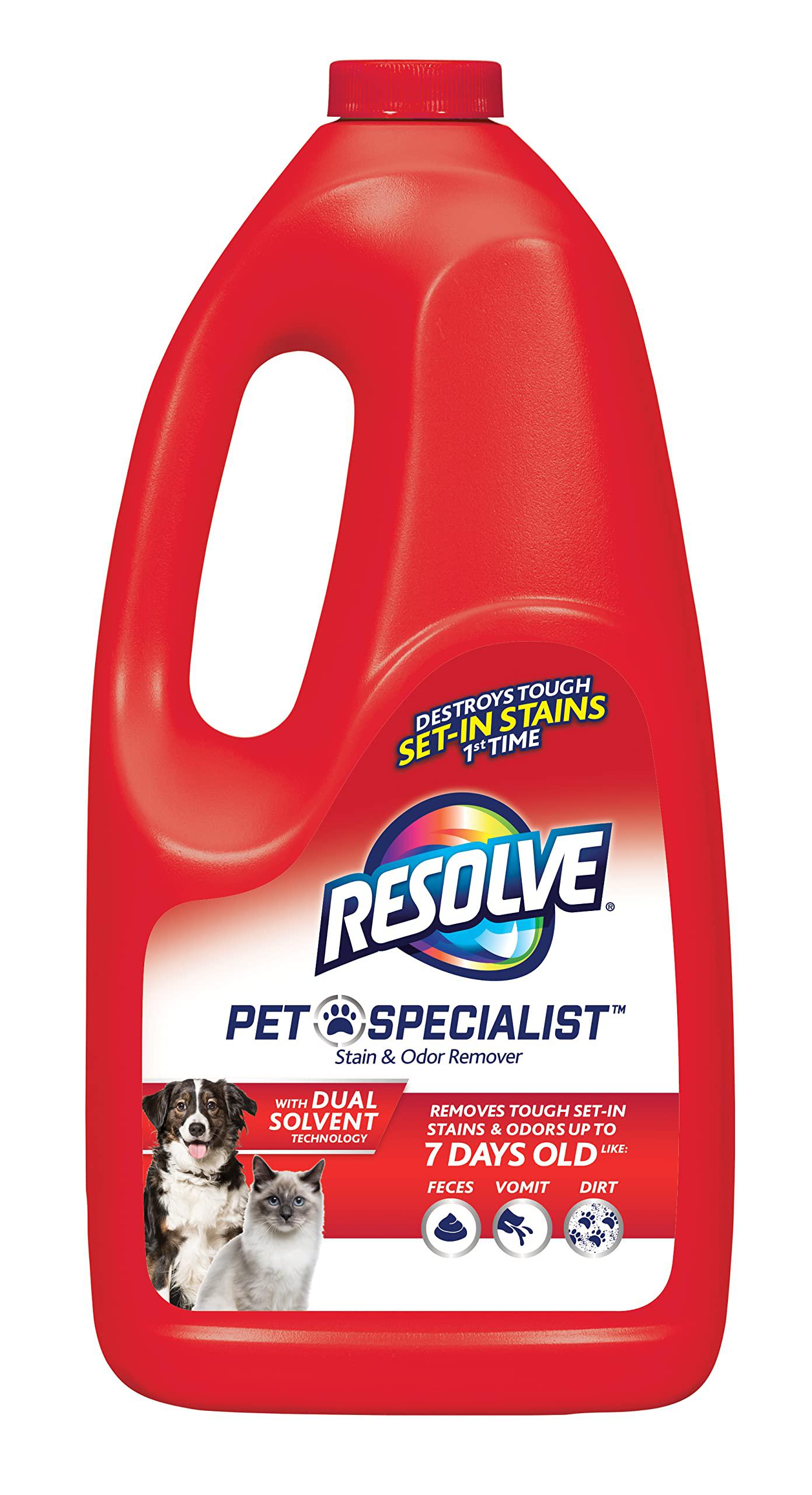 resolve pet specialist carpet cleaner, stain remover and odor eliminator, floor and upholstery cleaner, refill for trigger, 6