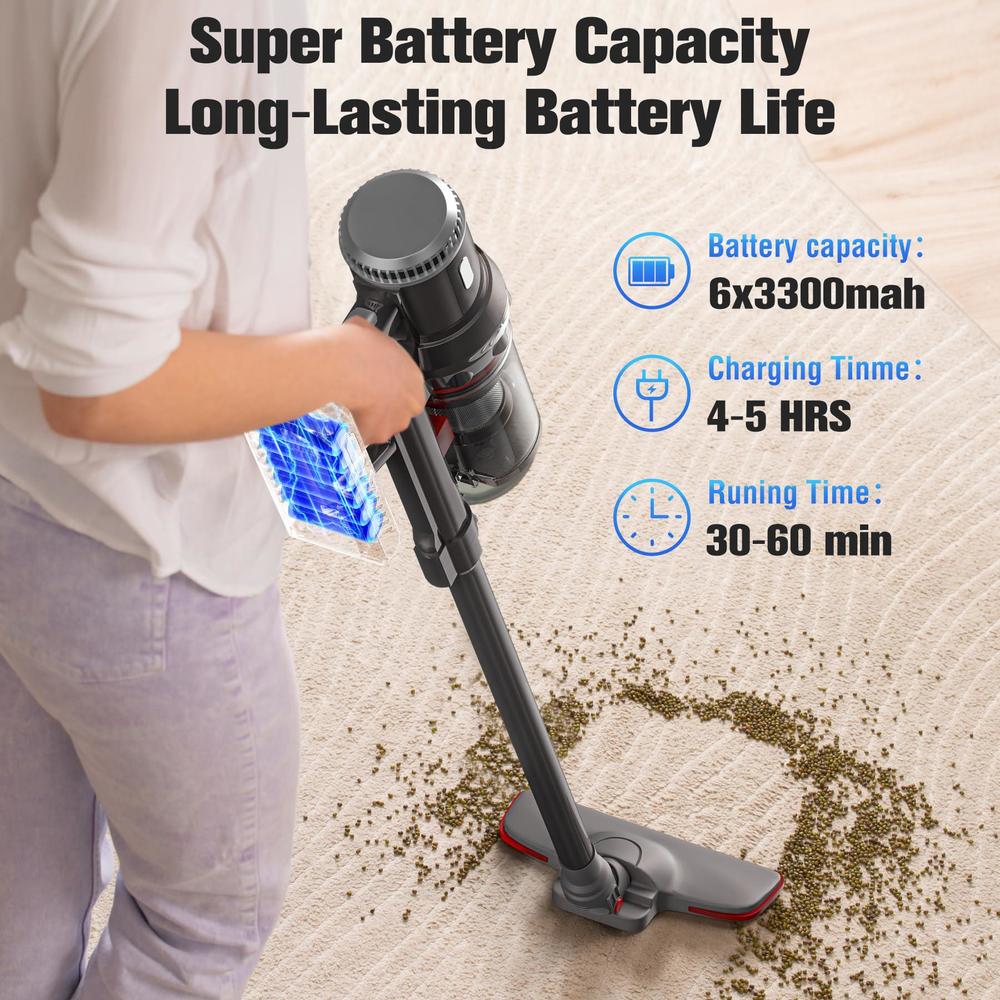 moysoul cordless vacuum cleaner - 9 in 1 stick vacuum with 30000pa powerful suction & 600w brushless motor for pet hair carpe
