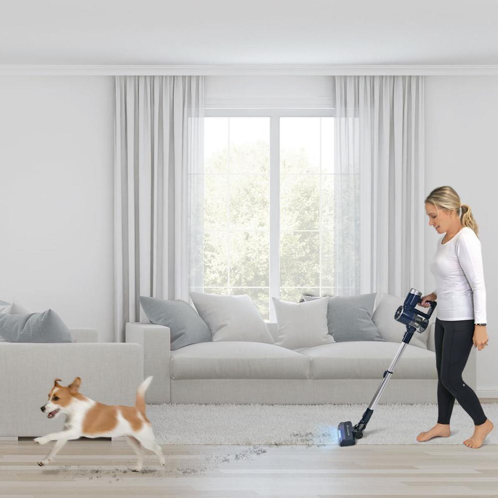 filter queen cordless vacuum cleaner, 6-in-1 stick vac with powerful suction, touch screen led controls, detachable battery, 
