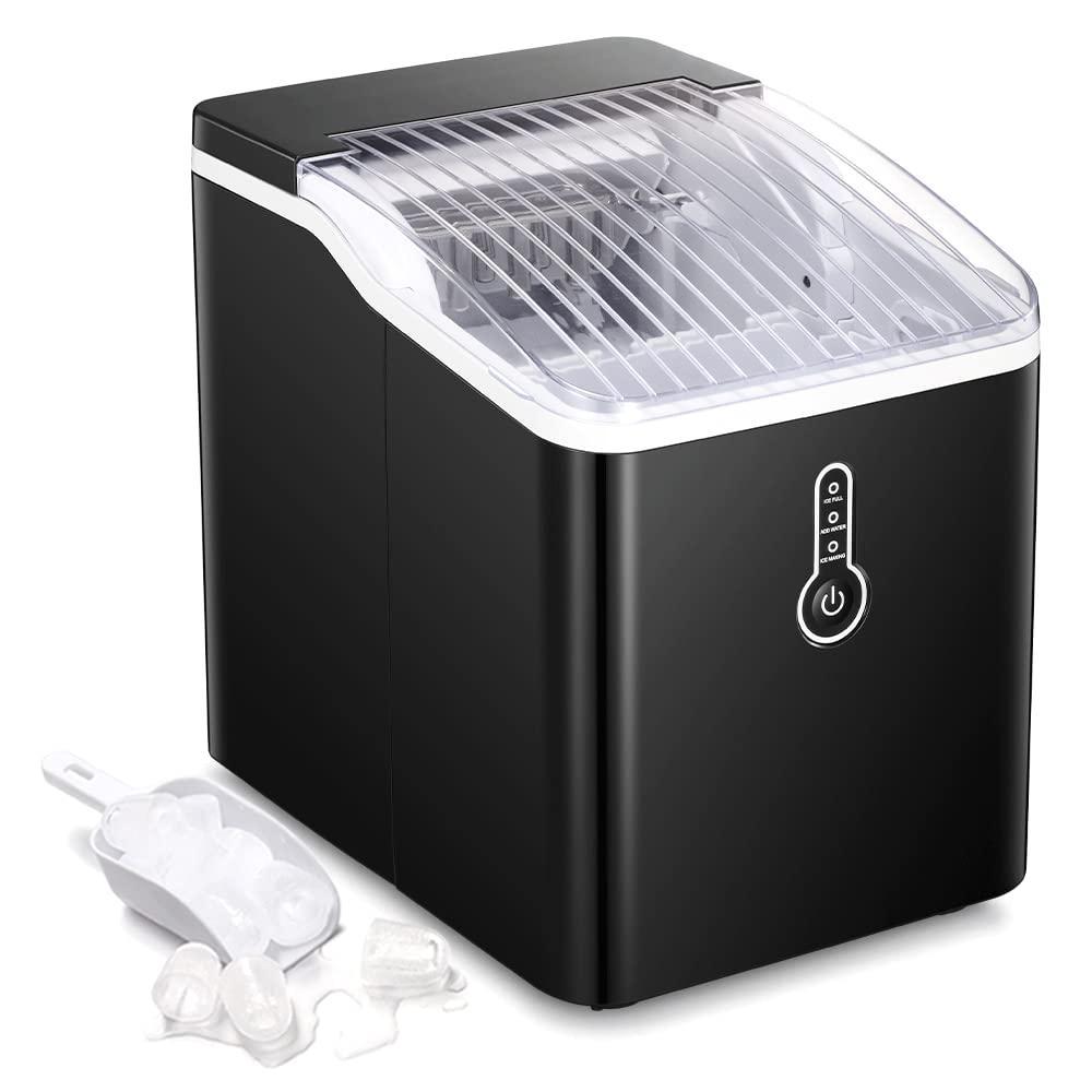 joy pebble ice maker countertop, efficient ice maker machine, 26lbs/24hrs, 9 cubes ready in 8 mins, portable ice maker with i