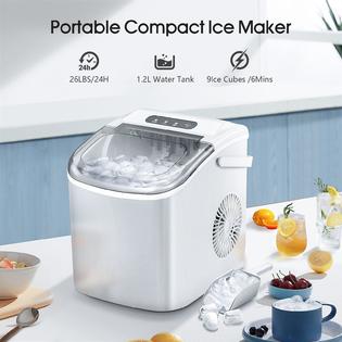 AGLUCKY RNAB0BFH6C4KC aglucky ice makers countertop,portable ice maker  machine with handel,self-cleaning ice maker, 26lbs/24h, 9 ice cubes ready in