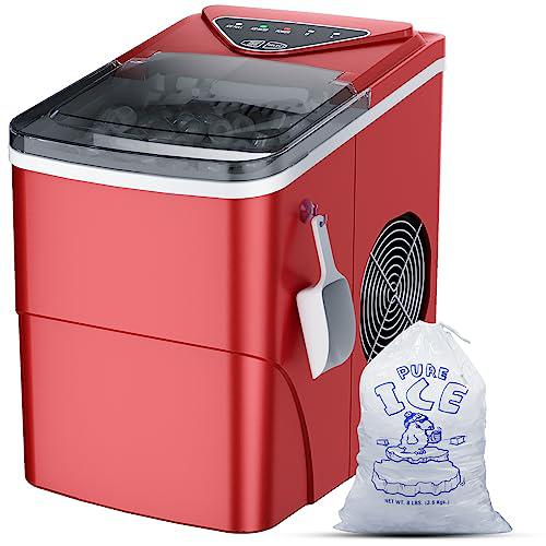 FZF RNAB0CJ2X73D4 ice makers countertop, self-cleaning function, portable  electric ice cube maker machine, 9 pebble ice ready in 6 mins, 26lbs