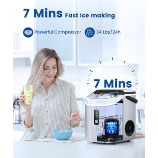 cowsar nugget ice maker countertop, chewable nugget ice cubes machine,  quick ice making 34lbs/day, self-cleaning, portable st