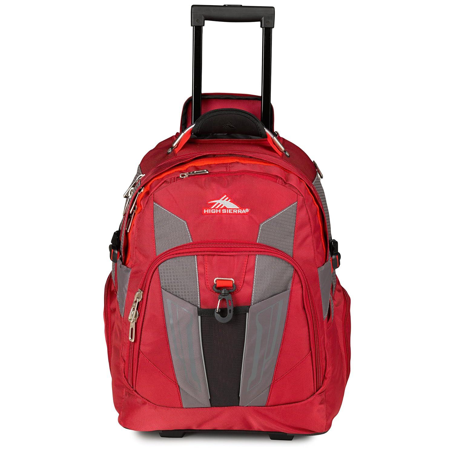 high sierra xbt - business rolling backpack, carmine/red line/black, one size