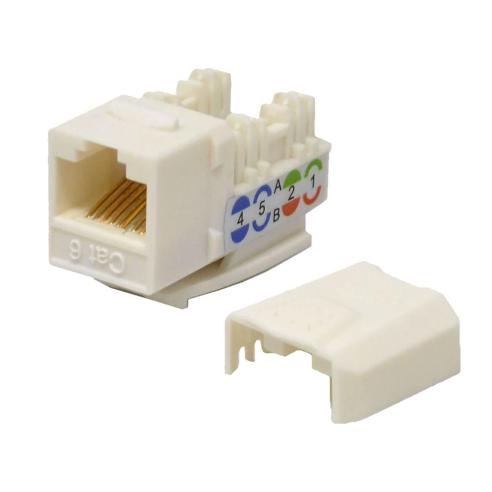 logico 50 pieces cat6 keystone jacks white with dust cap - 22-26 awg ...