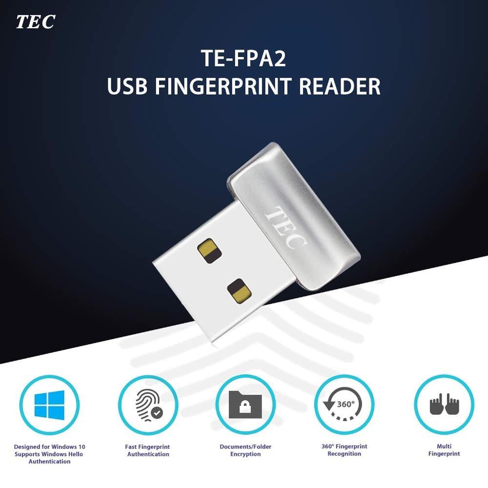 tec mini usb fingerprint reader for windows 10 hello, tec te-fpa2 bio-metric fingerprint scanner pc dongle for password-free 