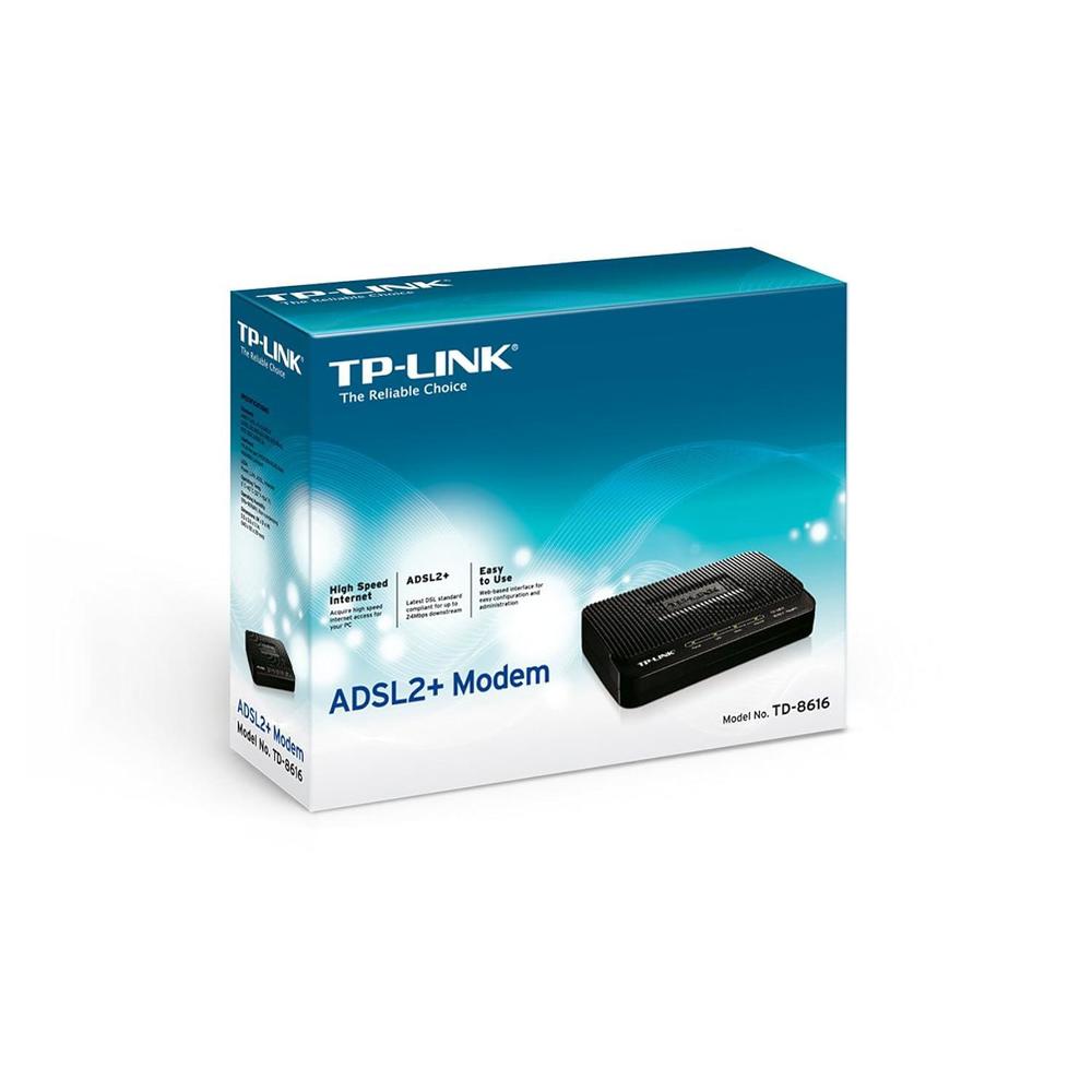 tp-link adsl2+ modem, up to 24mbps downstream bandwidth, 6kv lightning protection (td-8616)
