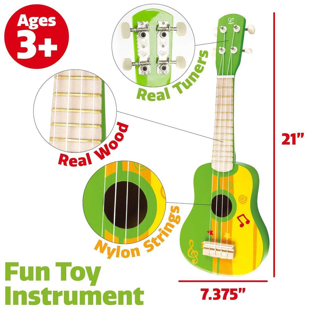 hape toy guitar wooden ukulele instrument for kids - green