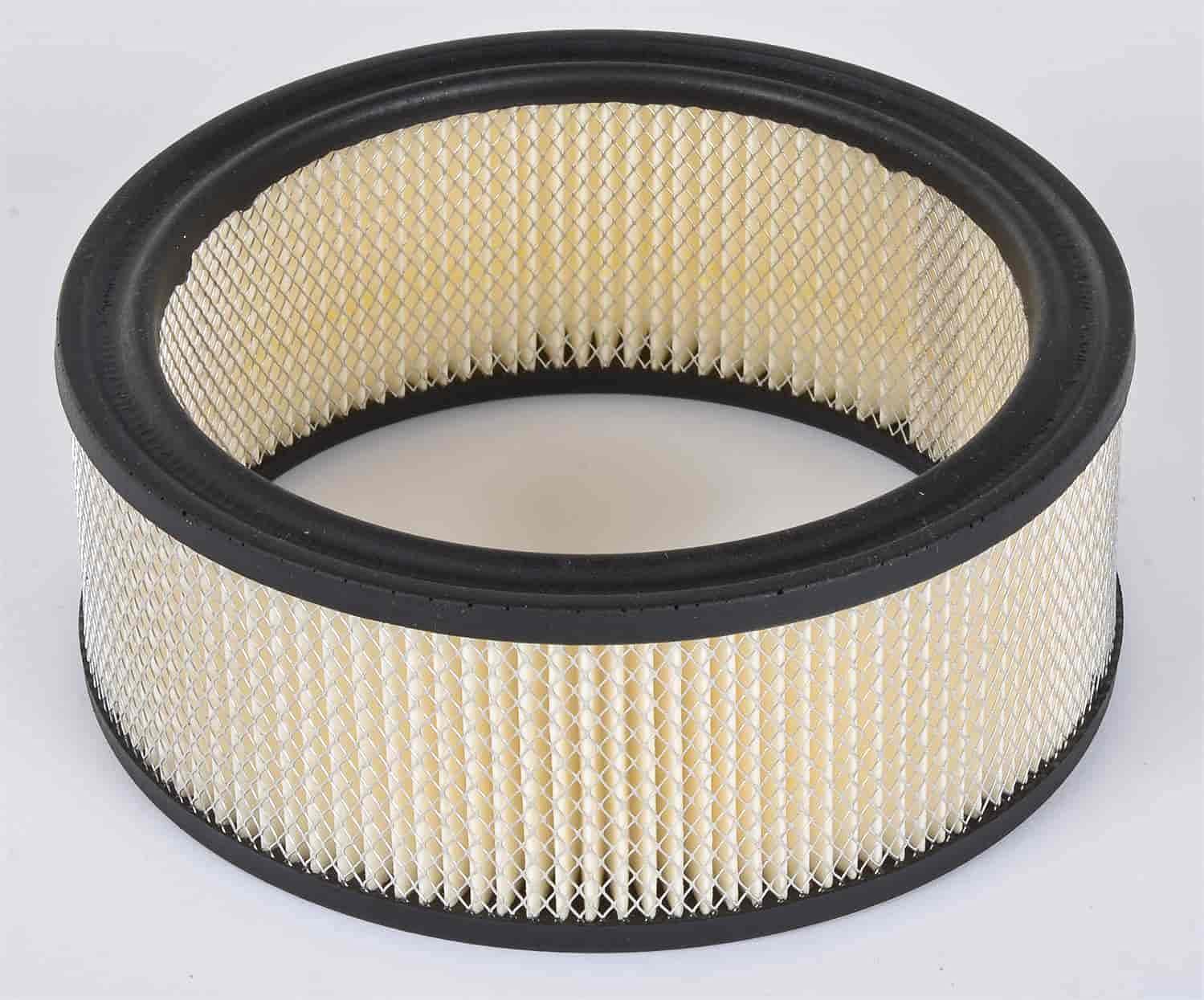 jegs replacement air filter element | 6-3/8" outside diameter x 2-1/2" high | made in usa | paper | one per package | round |