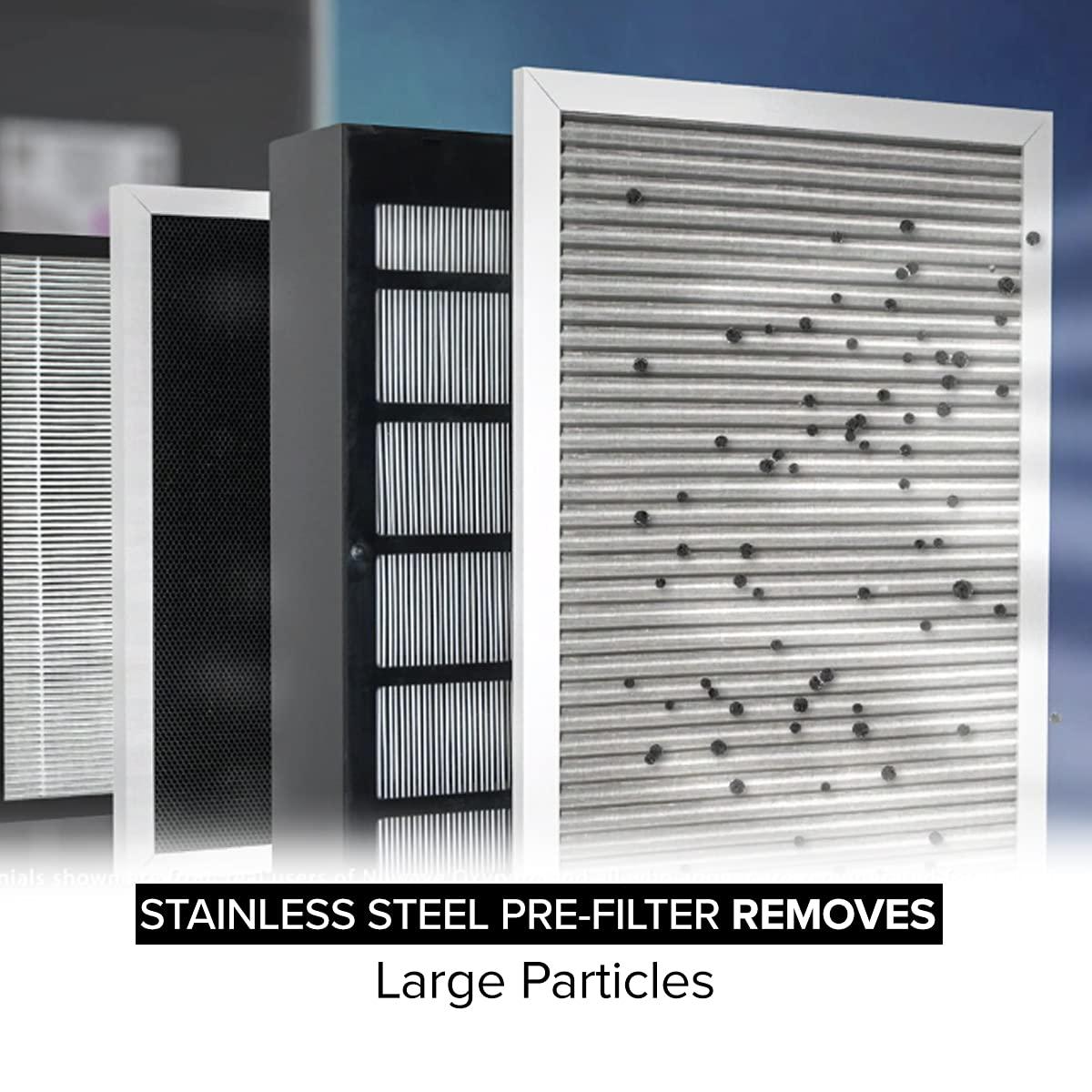nuwave stainless steel oxypure pre-filter for large room and home to remove larger particles, pollutants and allergens includ