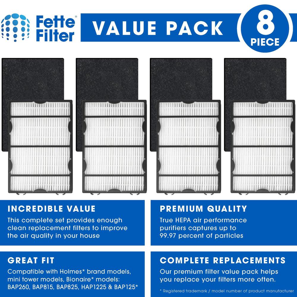 fette filter - hapf600 series true hepa filter b set compatible with holmes air purifer for select models includes 4 true hep