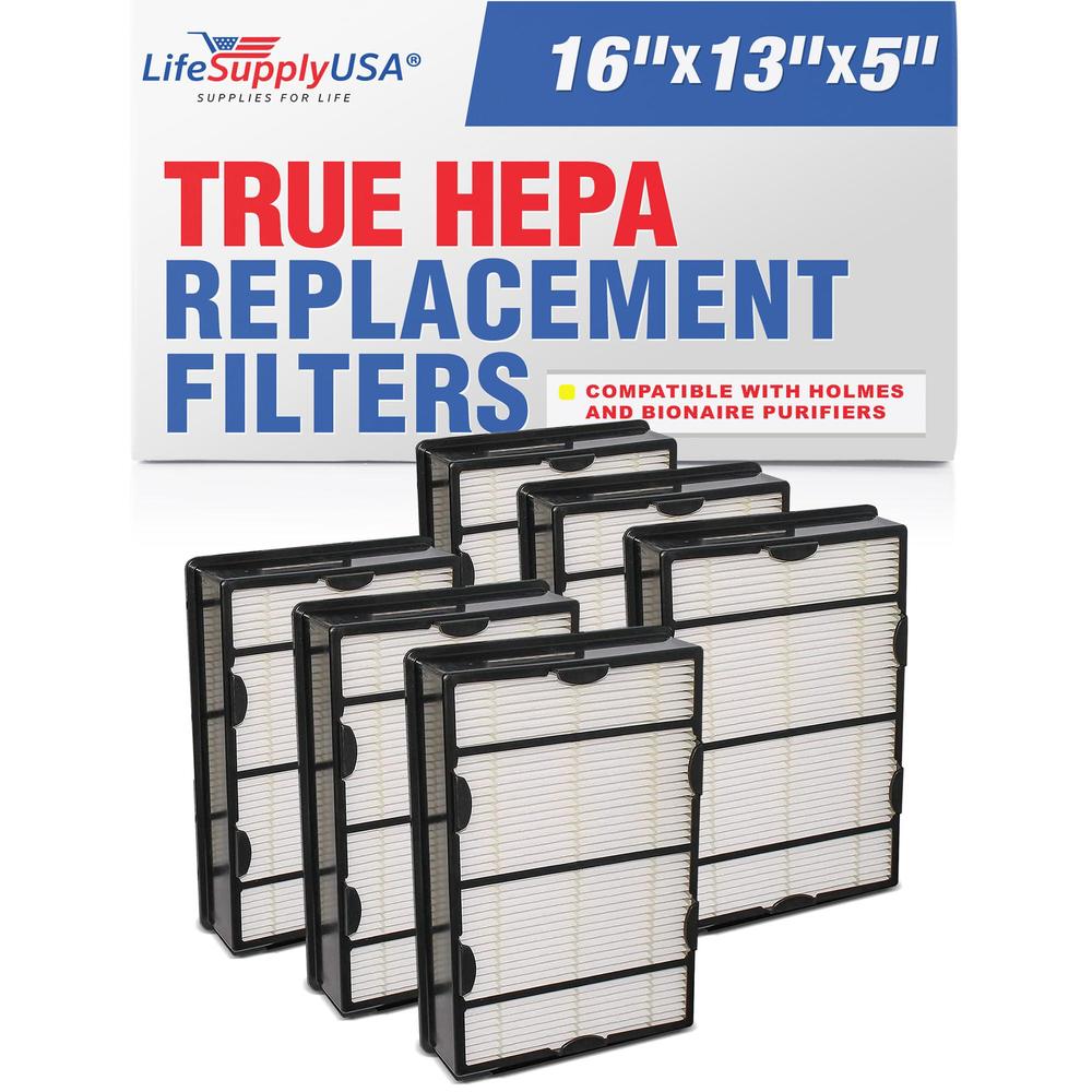 LifeSupplyUSA true hepa air cleaner filter replacement hrc1 compatible with holmes hapf600, hapf600d, hapf600d-u2 air cleaners, 16"x13"x5" 