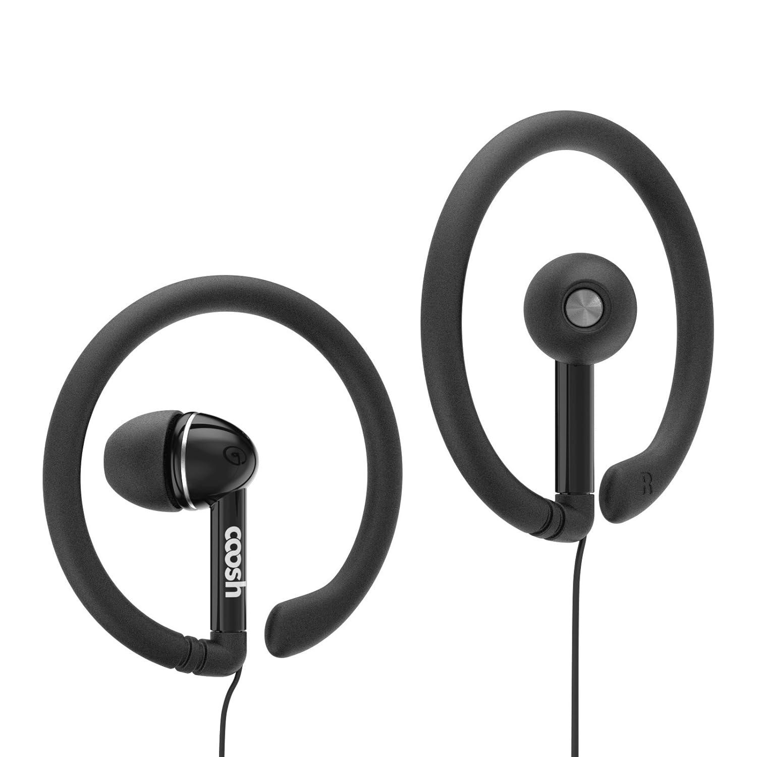 coosh adib071sg3b1l wired comfort in-ear earbuds headphones with removable earhooks (black)