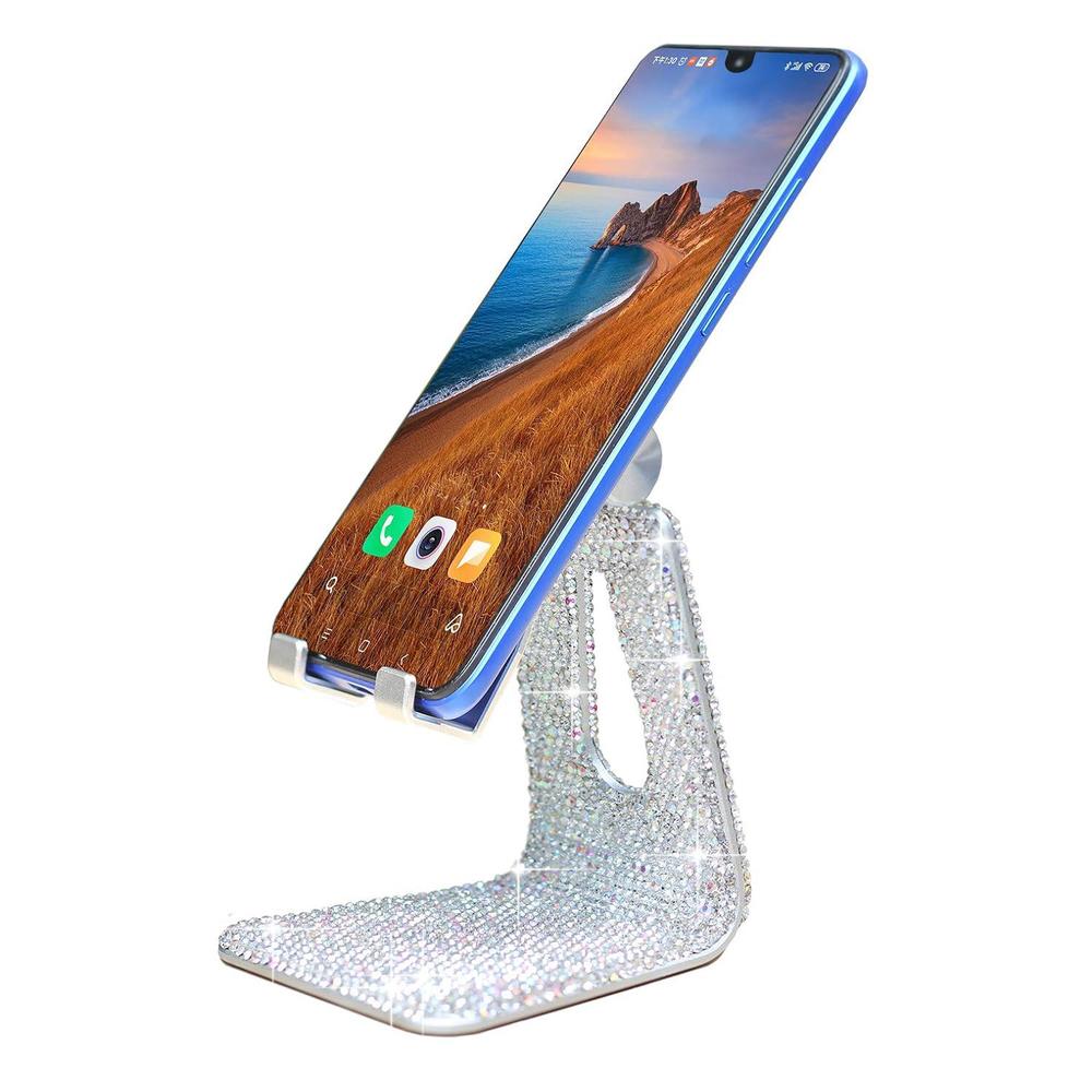 carchile sz bling rhinestone crystal adjustable cell phone stand, phone holder for desk, phone desktop holder stand compatibl