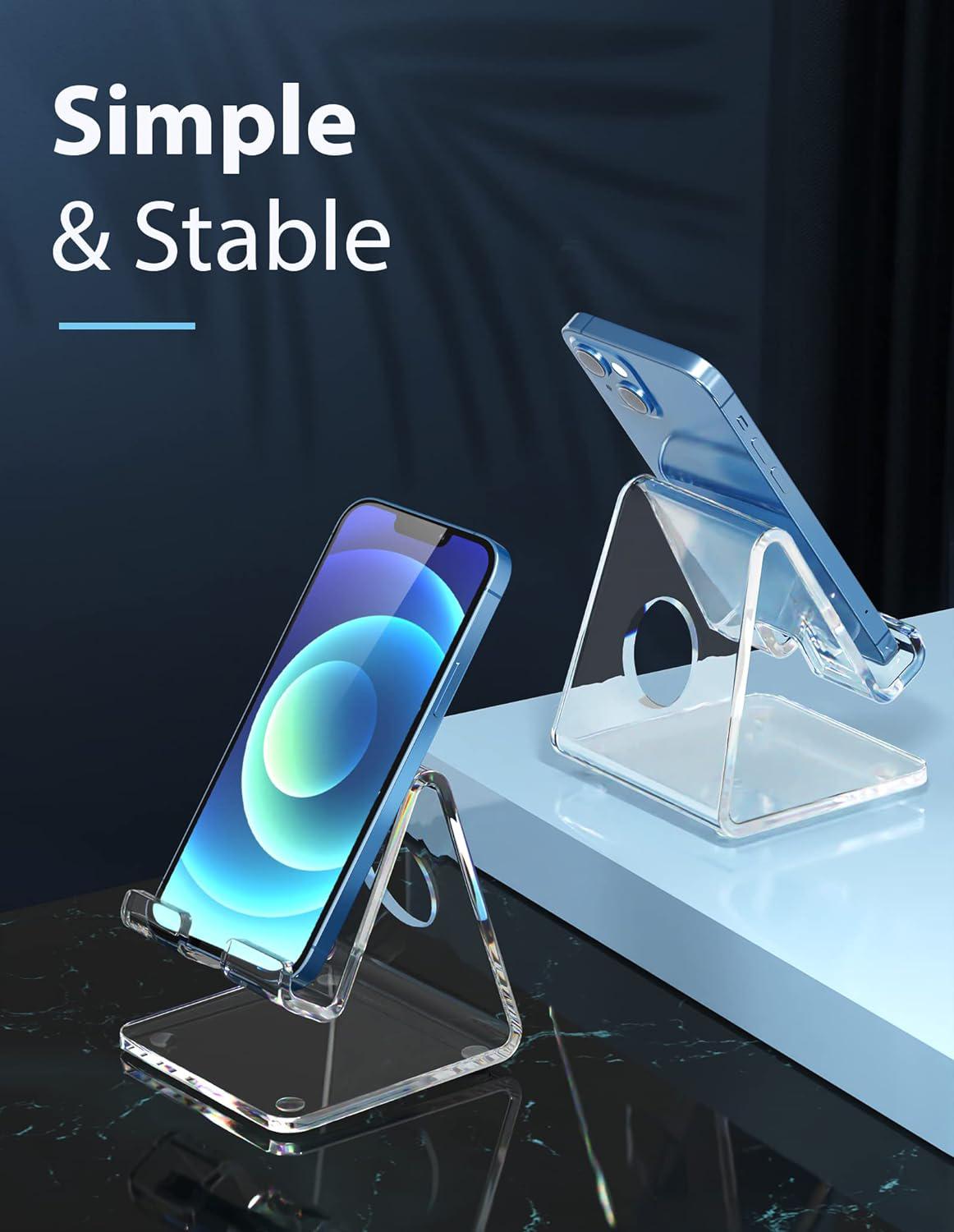 designcomfort acrylic cell phone stand , acrylic phone stand for desk,clear phone stand, dock, cradle, compatible with phone 