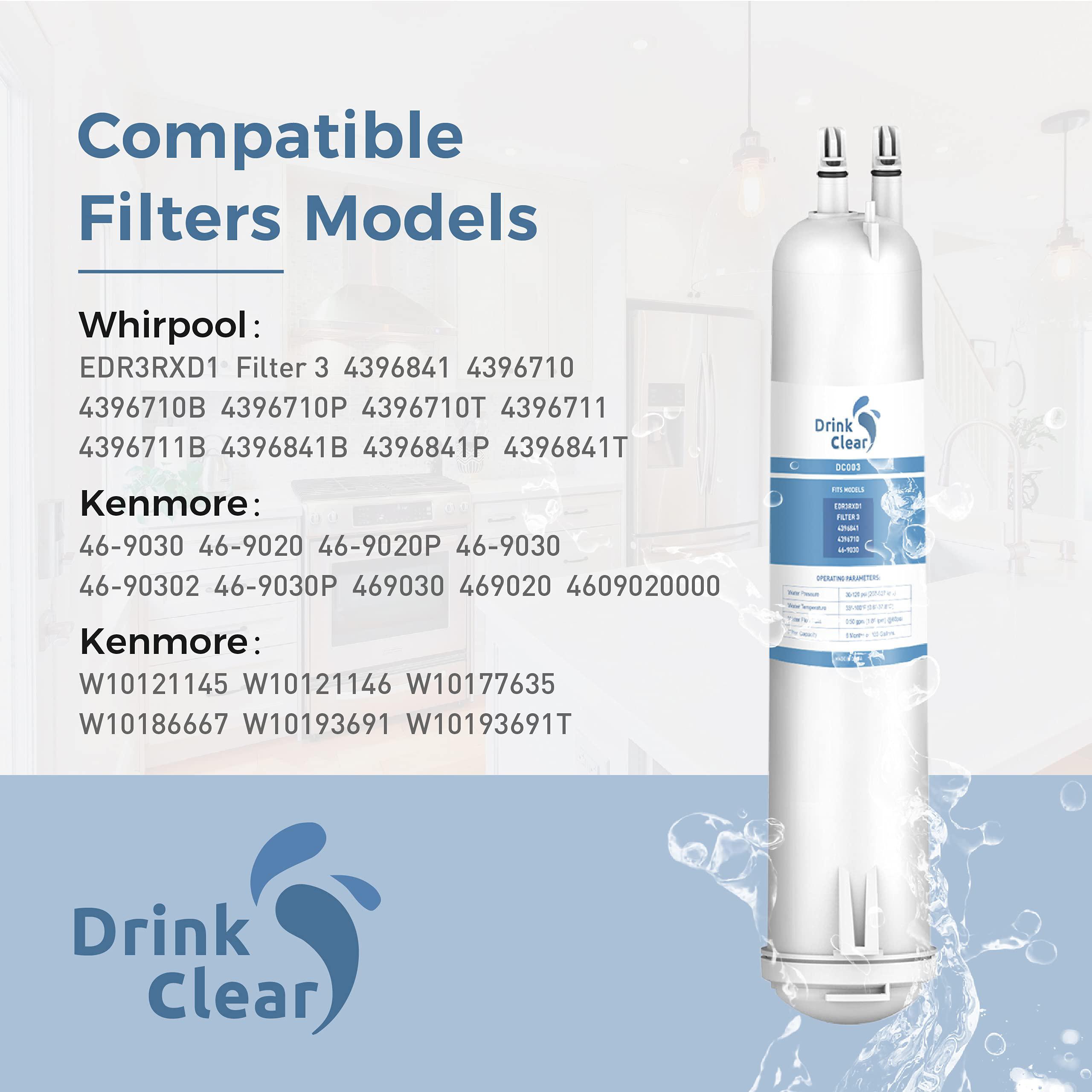 drinkclear replacement for edr3rxd1, 4396841, 4396710, compatible with kenmore 46-9083,46-9030, 9030, 9083 refrigerator water