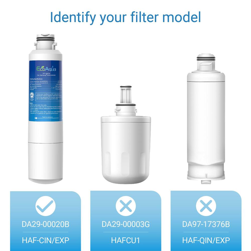 ecoaqua eff-6027a replacement filter, replacement for samsung da29-00020b, da29-00020a, haf-cin/exp, 46-9101 refrigerator wat