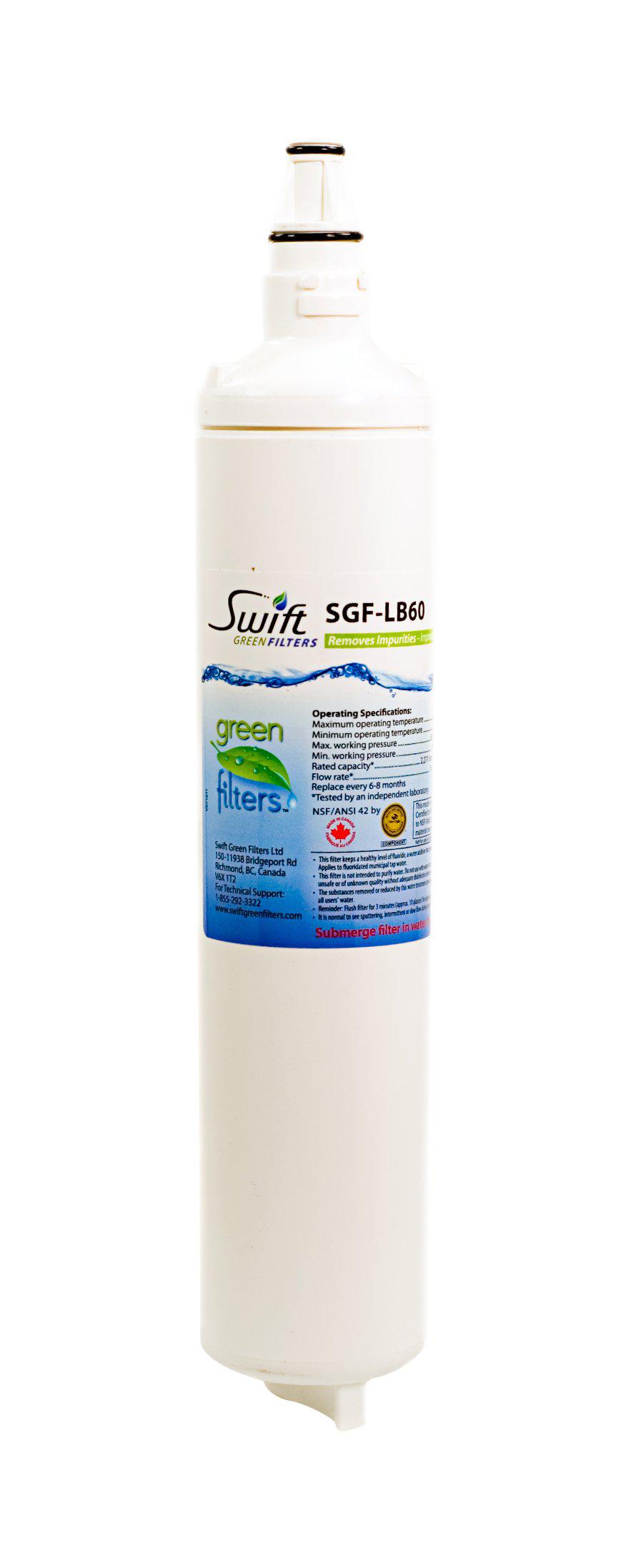 swift green filters sgf-lb60 replacement refrigerator water filter for 5231ja2006b, lt 600p, 5231ja2006a, eff-6004a, 46-9990,