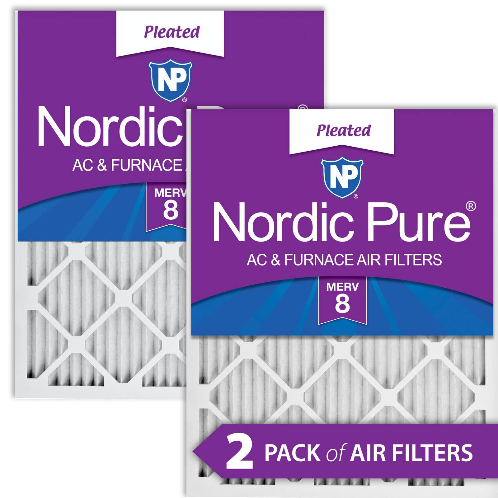 nordic pure 24x24x1 merv 8 pleated ac furnace air filters 2 pack