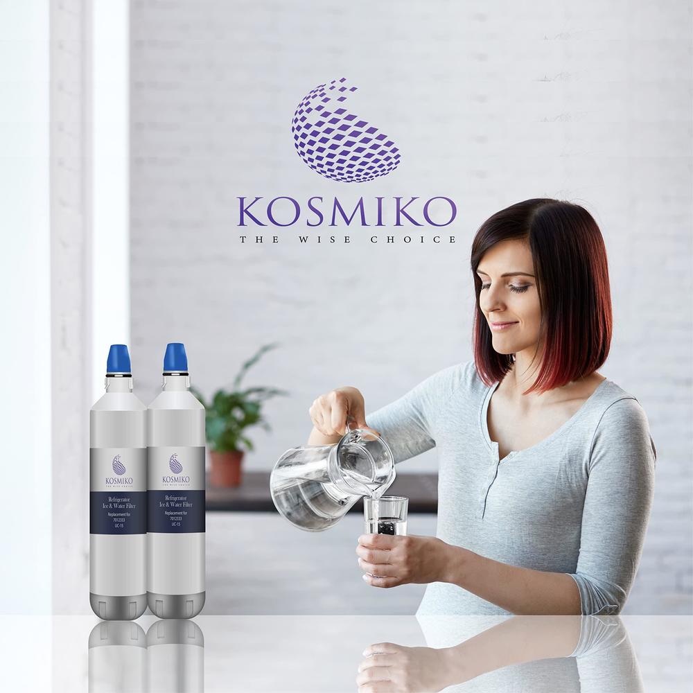 kosmiko ice and water refrigerator filter - carbon refrigerator water filter replacement for 7012333 uc-15 - pure water filte
